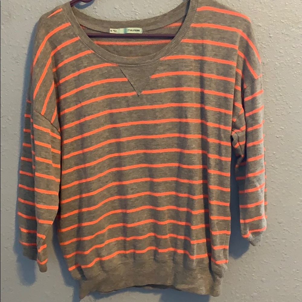 Maurices grey and orange striped long sleeved top